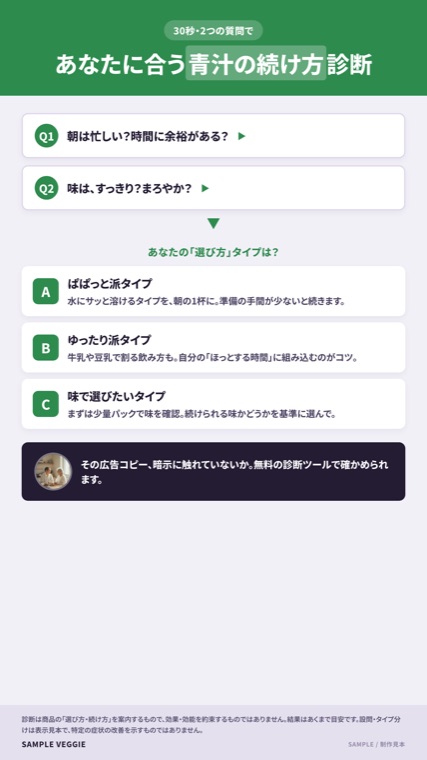 青汁の続け方診断